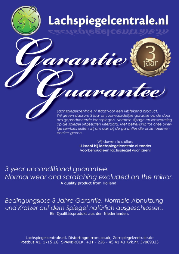 Hervorragende Garantie mit zerrspiegelzentrale. Garantiezertifikat für einen Lächelnspiegel für eine gute Garantie